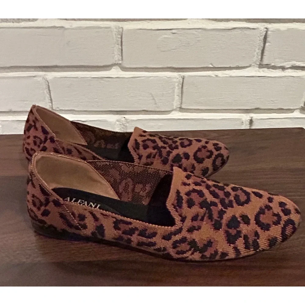 ALFANI Womens Rorrii Leopard Print Knit Loafer‎ Flats Step 'N Flex Shoes Size 7M
